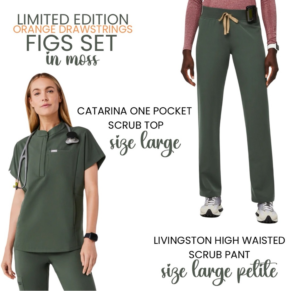 FIGS Women’s Moss Scrub Set Size L Large LP Large Petite EUC Montex Livingston